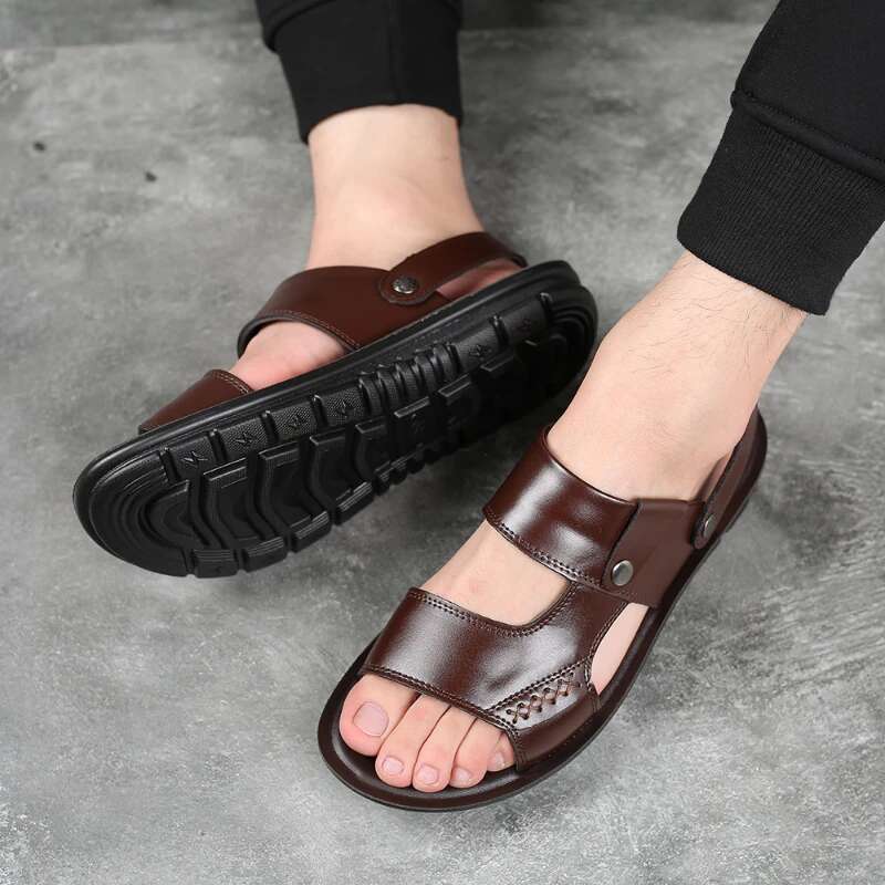 2025 New Men's Sandals Genuine Leather Shoes Casual Non-slip Beach Slippers Comfortable Open Toe Men sandalias 38-47