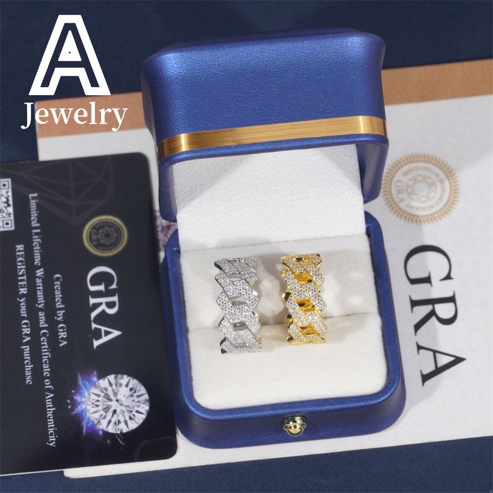 Europe and America 925 Sterling silver VVS Mossany Personality Fashion ring Hip Hop fashion mens round exquisite accessories