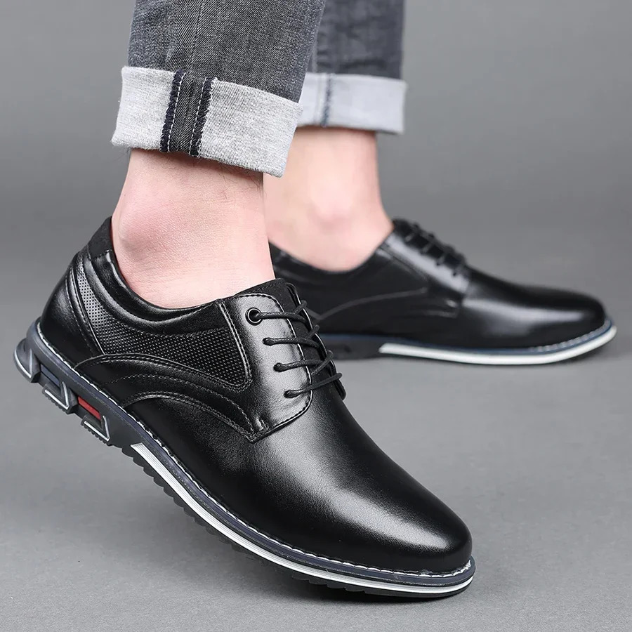 Retro Men Shoes Business Leather Shoes Fashion Casual Shoes for Men Black Brown Breathable Loafers Comfort Menshoe 250322