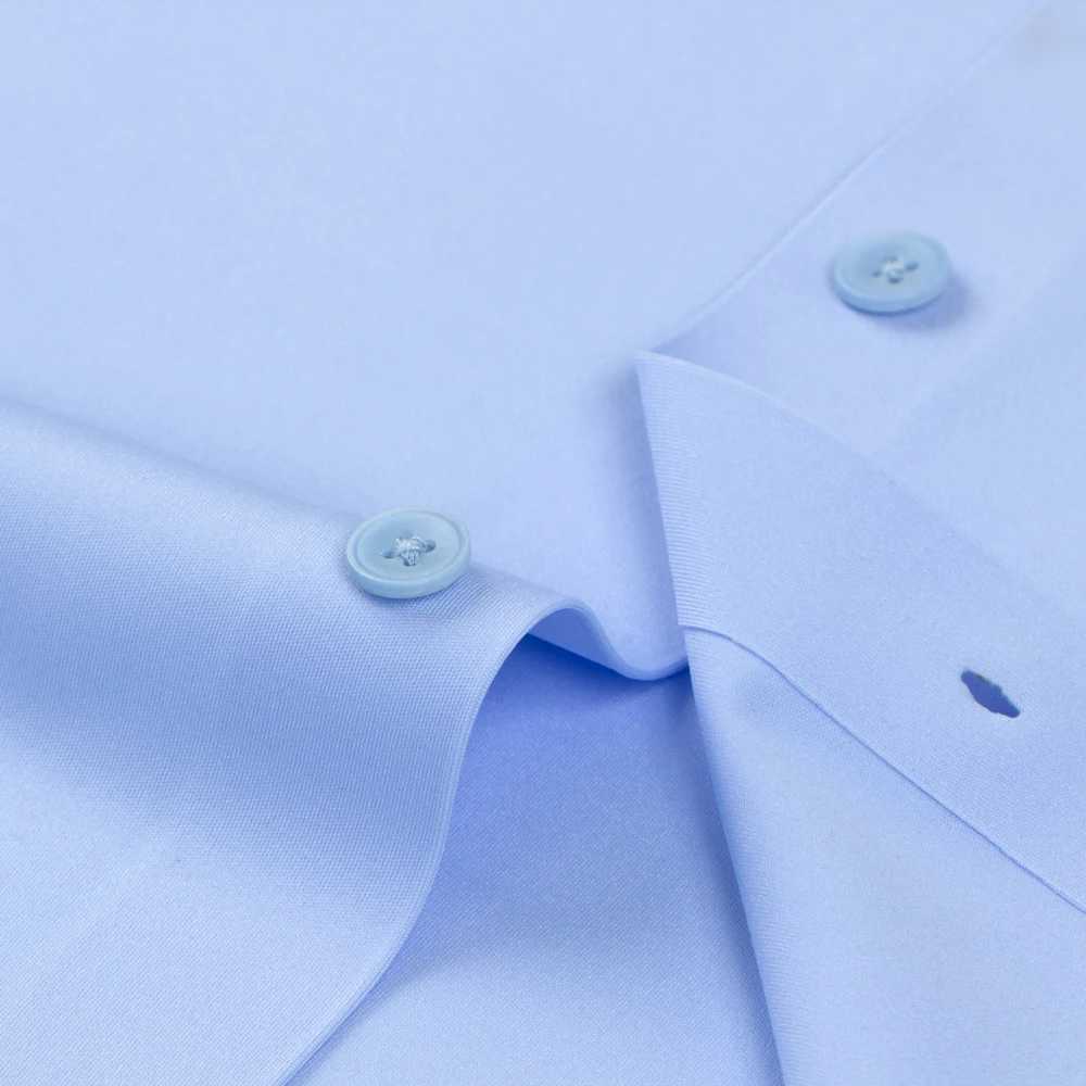 Sumptuously comfortable nylon and spandex blend solid mens breathable slim elastic long sleeved button up business shirt X250324