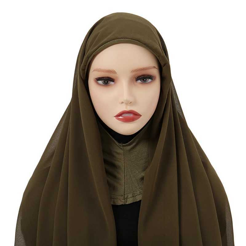 Instant headscarf with neck cap ready to wear scarf chiffon headscarf used for veils Muslim Islamic scarf used for warm scarves X250324