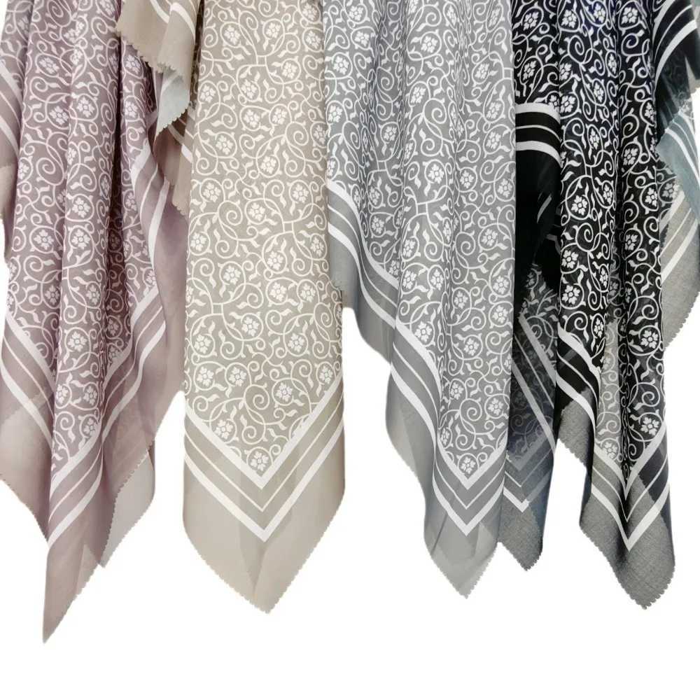 Newly printed 110cm square Voile scarf cotton Muslim headscarf Malay printing packaging grammar scarf shawl X250324