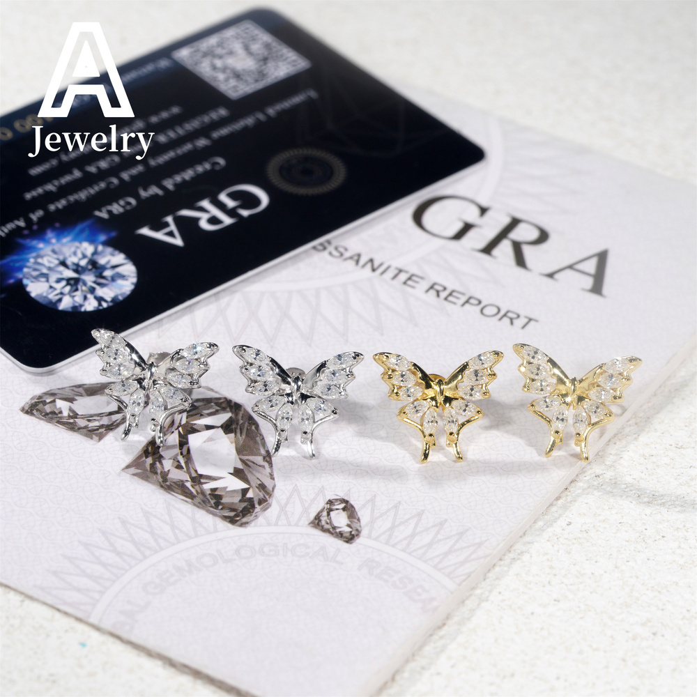 Fashion Jewelry Earrings 925 Silver Moissanite Diamond Ear Studs For Men Women