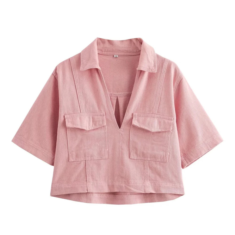 2024 ZAR4 Summer European and American Fashion Womens Short Denim Top Half Shorts Set 250322