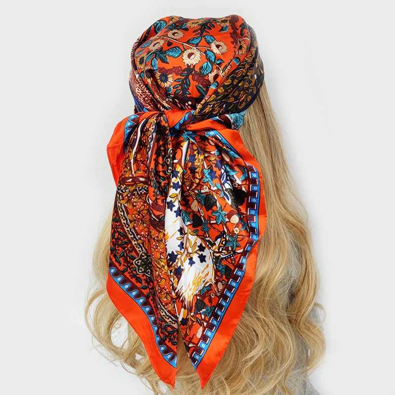 2022 Silk Scarf 90x90cm Luxury Brand Designer Hair Printed Large Handle Headscarf Shawl Strap Foard Muffler Bag X250324
