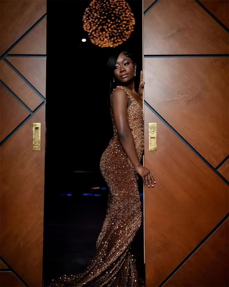 Chocolate Brown Mermaid African Prom Dresses for Black Girls Crystal Beaded Birthday Slay Queen Gown vestidos Customized