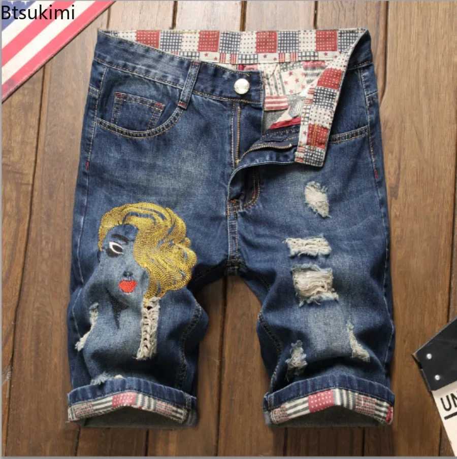 New 2025 Mens Summer Retro Ripped Denim Shorts New Fashion Casual Hole Patch Jean Shorts Streetwear Male Brand Clothes Shorts T250603