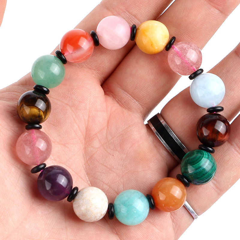Natural Crystal Duo Bao Bracelet Colorful Crystal Strings South Red Lapis Lazuli Lucky Jewelry Couple Men and Women Gifts