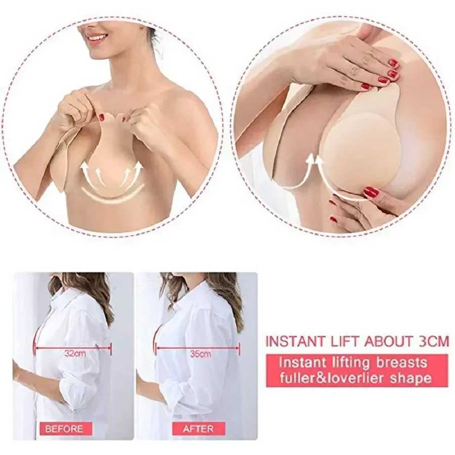 Womens push up bra self-adhesive silicone strapless invisible bra reusable adhesive bra lifting tape rabbit cushion bra padXJ250324