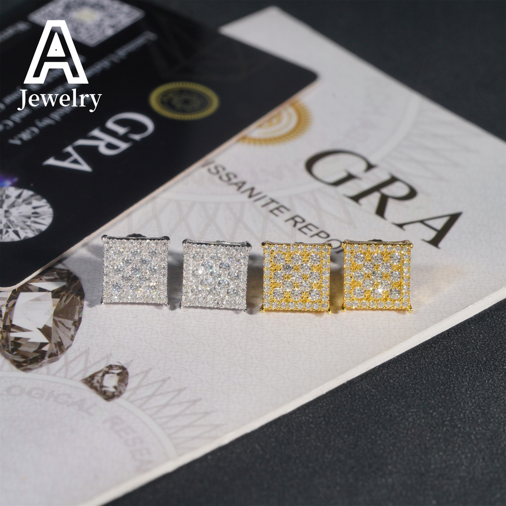 Fine jewelr Maker Wholesale Ready Made Jewelry Round Circle ear studs moissanite screw back earrings 925 Silver jewelry earrings