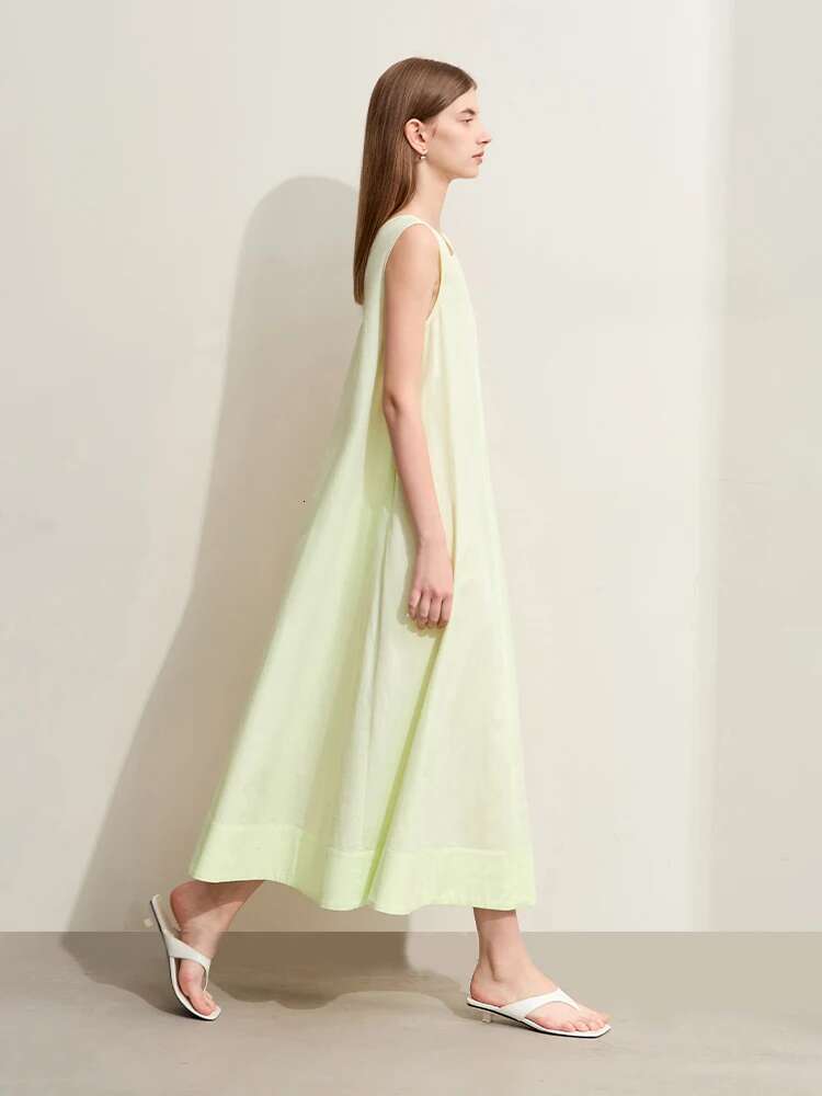 Amii Minimalism Women Long Dress 2024 Summer New O-Neck Sleeveless Irregular Swing Female Loose A-e Elegant Dresses 12452024