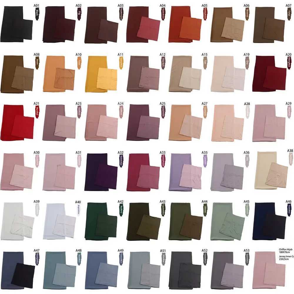 Chiffon headscarf with matching inner hat set Muslim headscarf scarf chiffon shawl scarf X250324