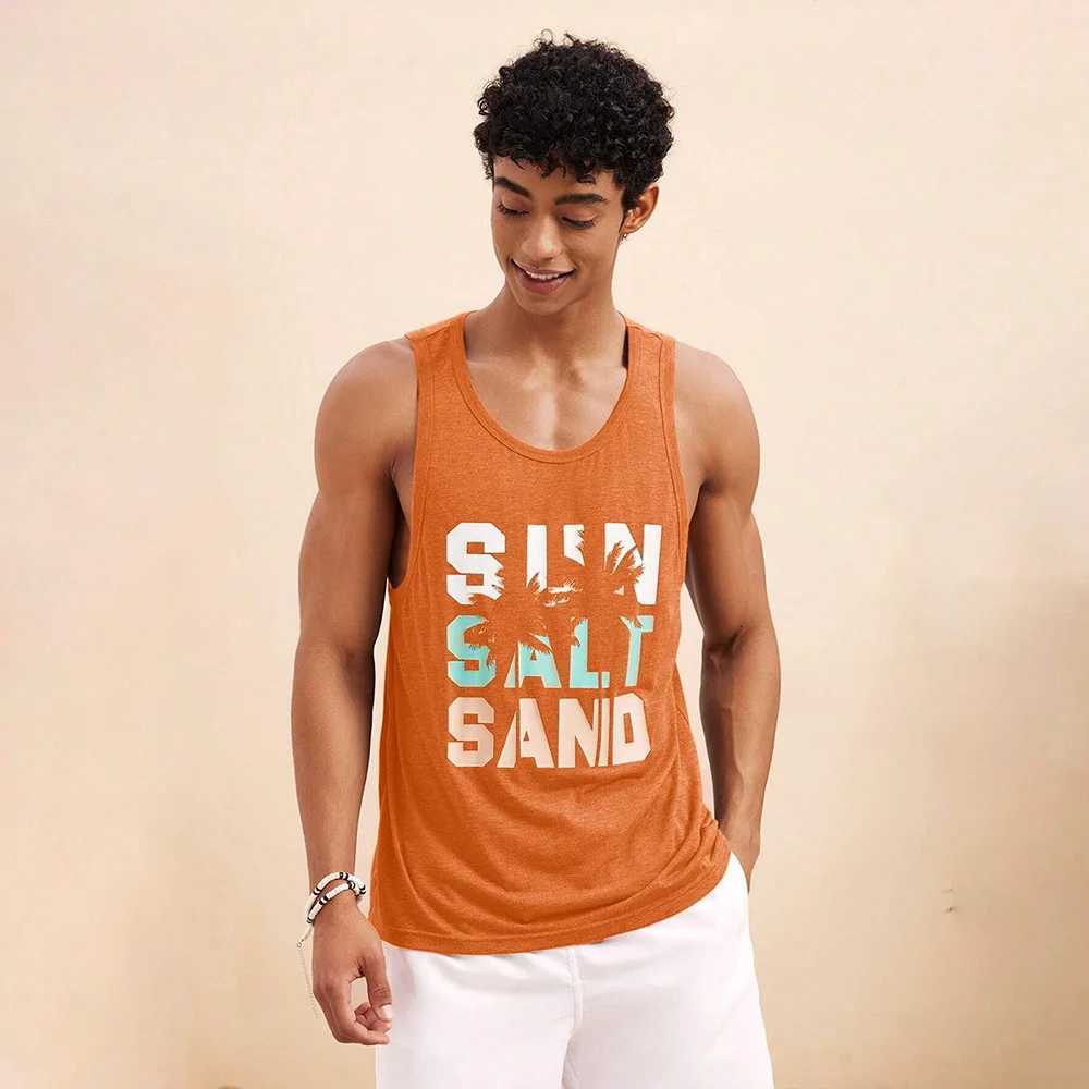 Interesting Coconut Tree Printed Mens Tank Top Hawaii Beach Vacation Mens Sleeveless Summer Fashion Breathable Loose Tank Top X250324