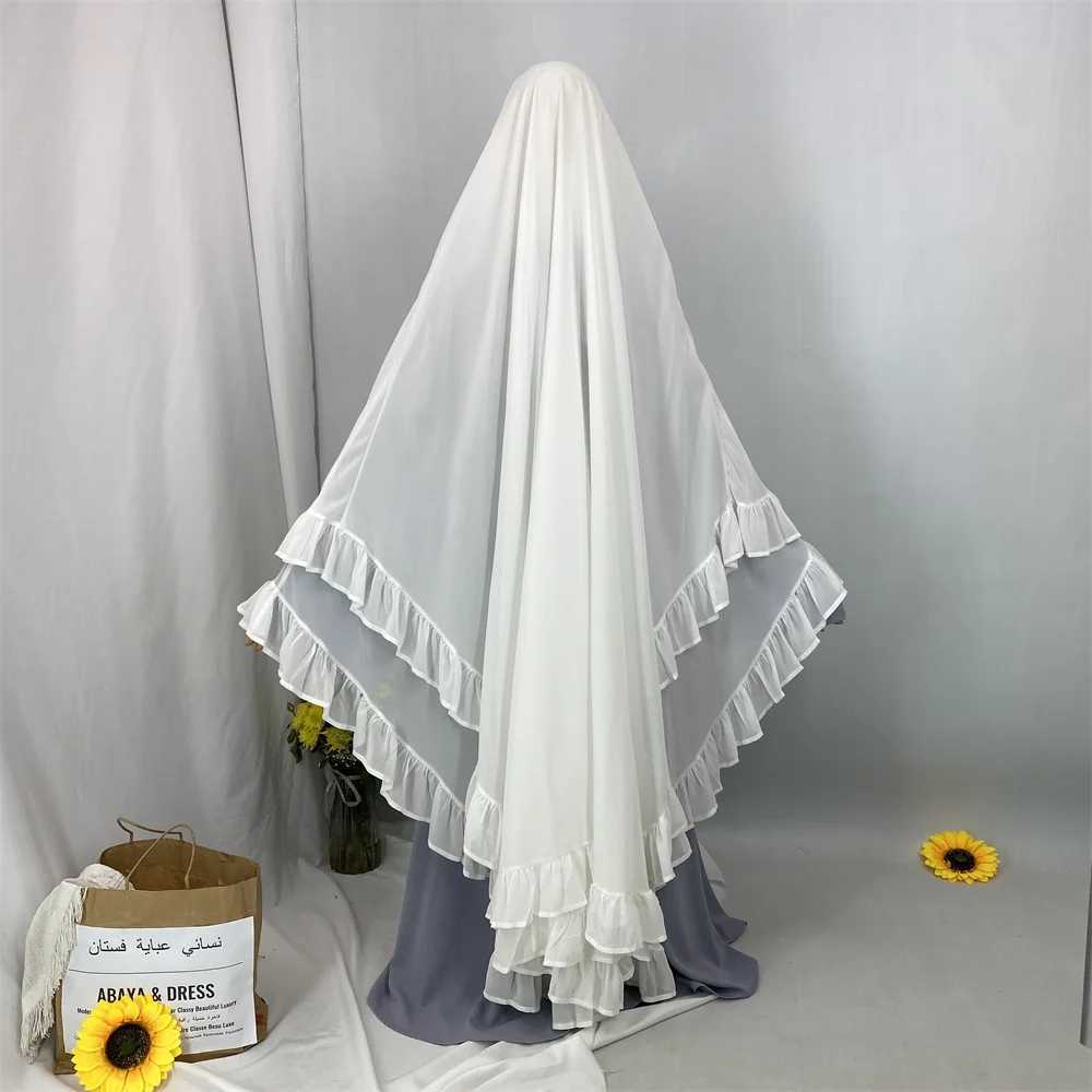 Fashion Extra Long Khimar Plain Chiffon Muslim Prayer Scarf Dubai Ramadan Niqab Abaya for Wen X250324