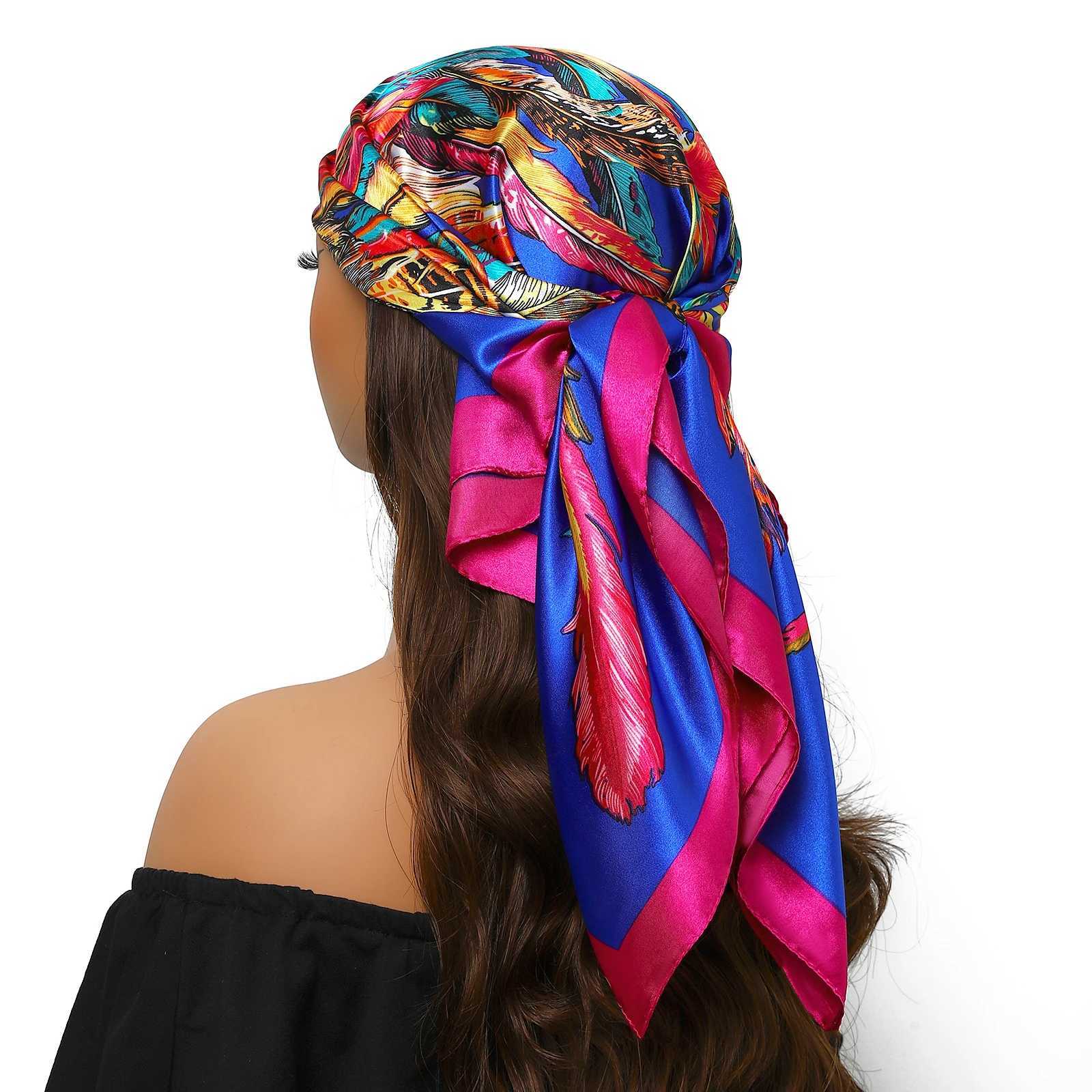 90cm silk satin headscarf square scarf Wen luxury print elegant hair handbag Foard Shawl packaging neck tie Kerchief Bandana X250324