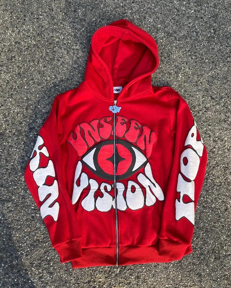 Y2k Zip Up Hoodie Harajuku Retro Style Streetwear Fashion Versatile Pattern Printing Men Women Clothes Casual Sweatshirt Coat 250324