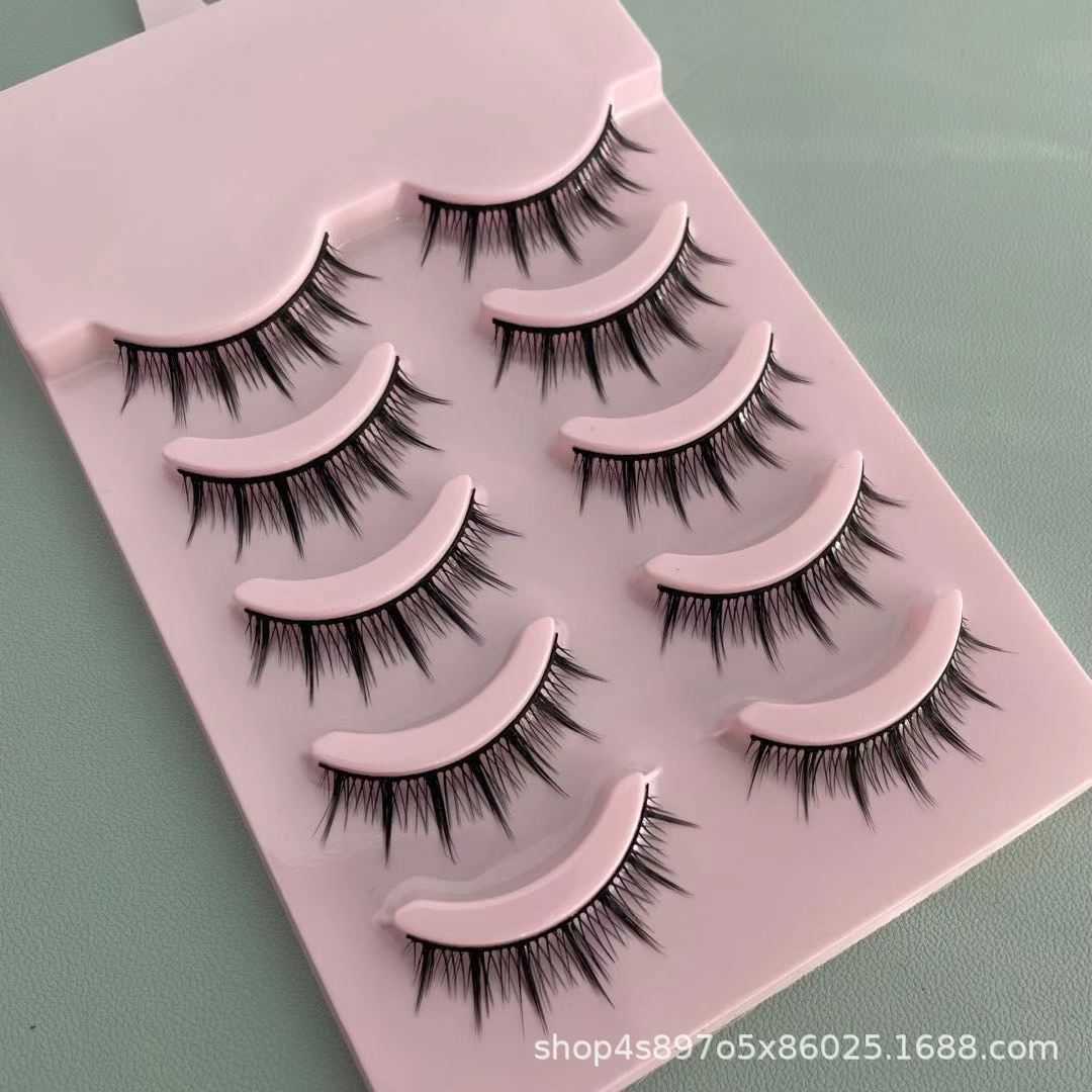 5-Pair COS Makeup Stage Performance Natural False Eyelash Thick Cross Eyelash Manga Full Article W250324