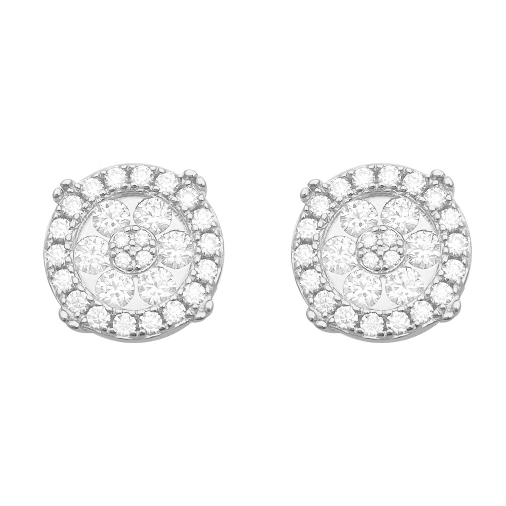 Hot sale streamlined 925 silver Moissantite 2.0mm fashion earrings European and American men and women hip hop