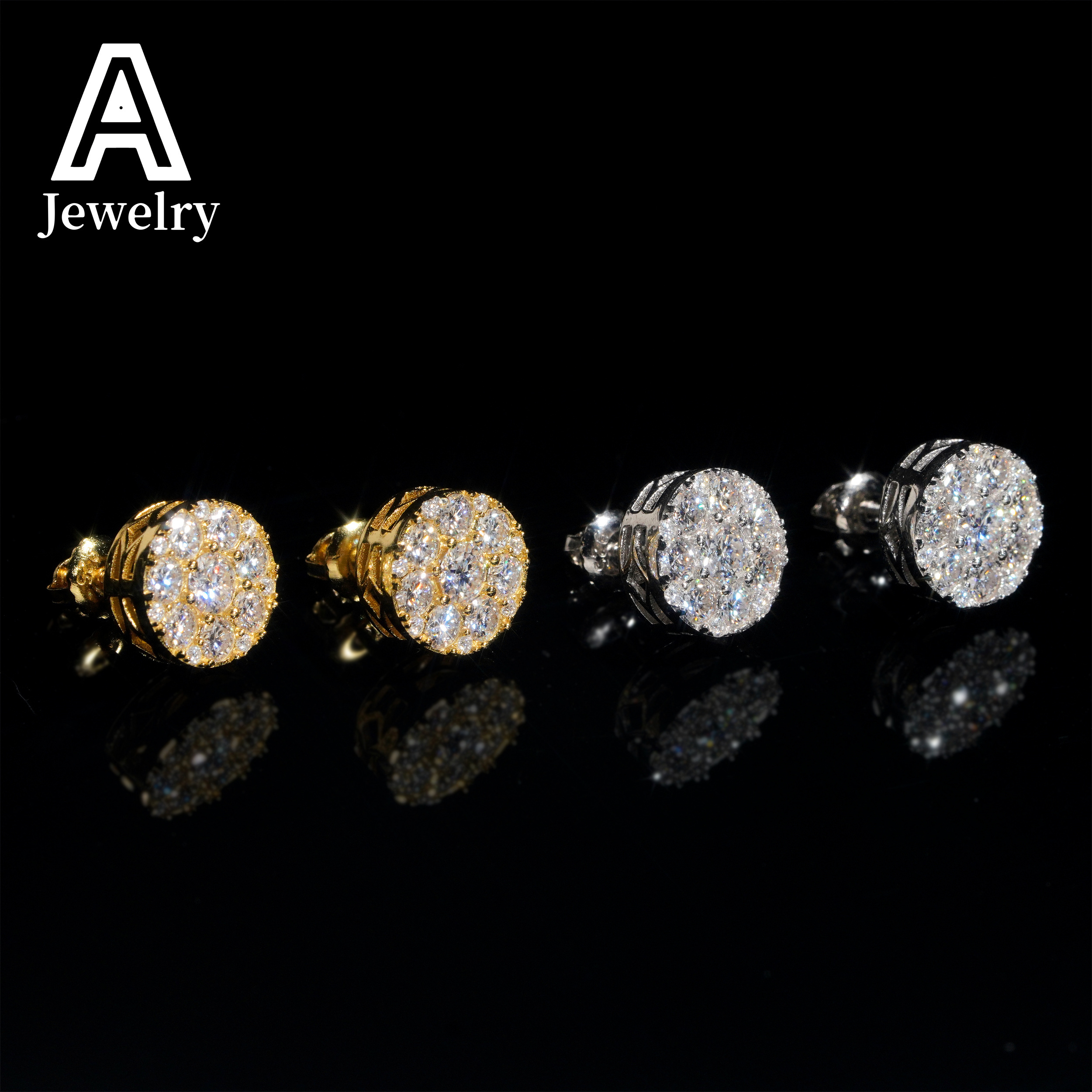 Pass Diamond Tester VVS Moissanite Earrings 925 Sterling Silver Jewelry Square Shape Diamond Studs Screw Back Hip Hop Earrings