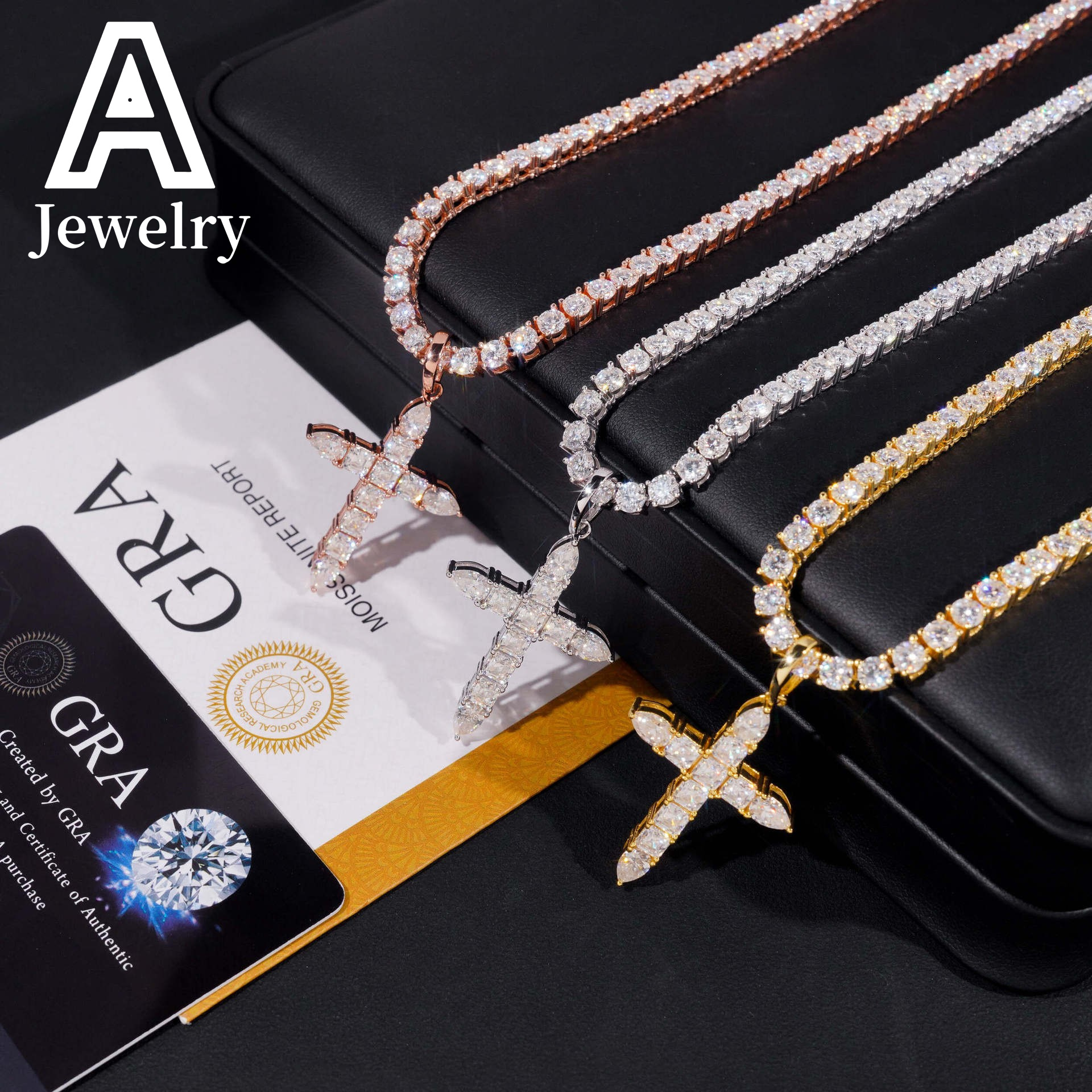 Hip hop jewelry Luxury Cross Pendant Pass diamond tester 925 silver moissanite diamond cross pendant iced out