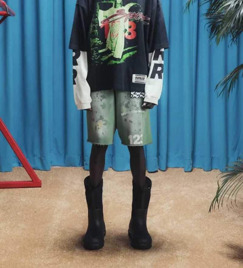 Grey blue green red made of old RRR123 shorts mens 1 1 high-quality streetwear vintage heavy-duty fabric for runnersT250324