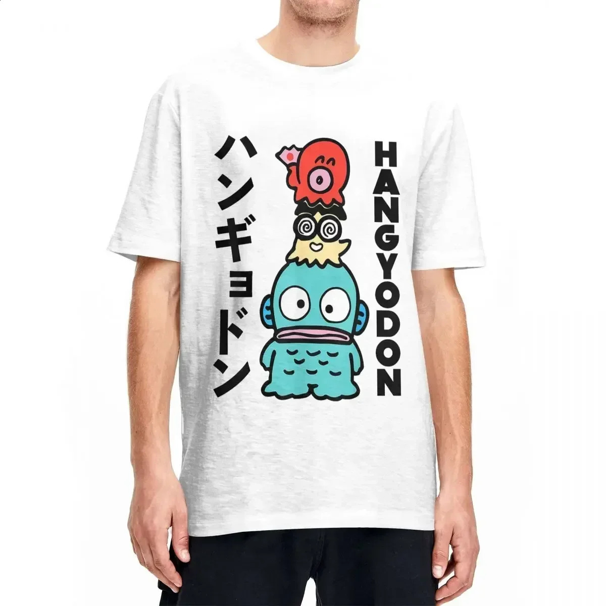 Hangyodon Japanese mens and womens retro Tshirt short sleeved Oneck summer clothing Y2k top 250324