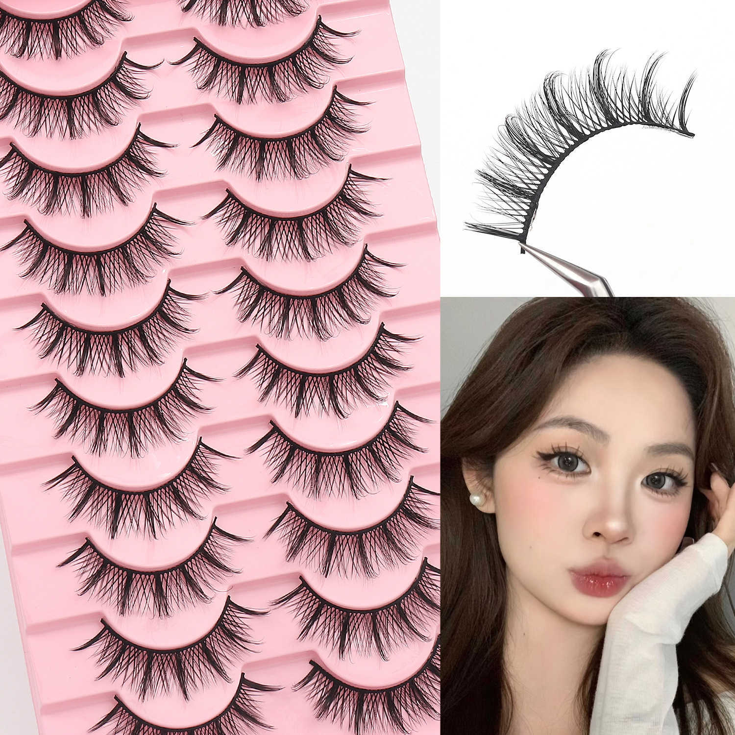10 Pair Little Devil False Eyelash Internet Celebrity Natural Simulation One Piece Hard Meme Fox Eyelash Bridal Makeup W250324
