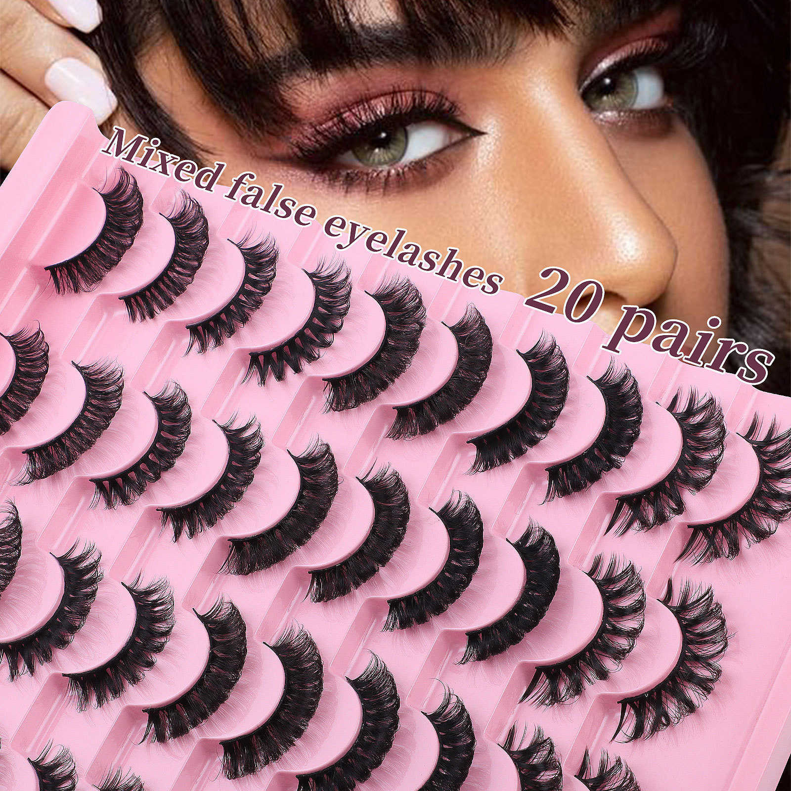 New product Thick mix and match 20 pairs of fake eyelashes Russian curly eyelashes simulated eyelashes W250324
