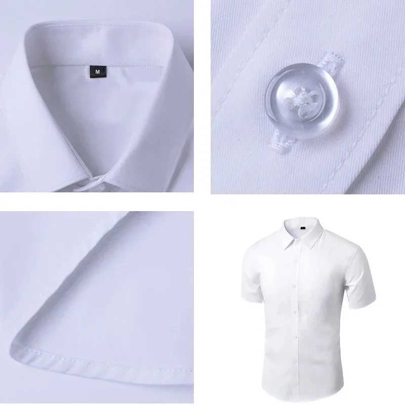 Summer mens casual white shirt short sleeved button slim fit mens social shirt 4XL 5XL X2503241