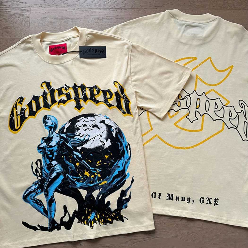 Super Large Summer 2025ss Godspd Retro T-shirt Printed Shorts Slip God SPD Cotton T-shirt High Quality Mens Top X250324