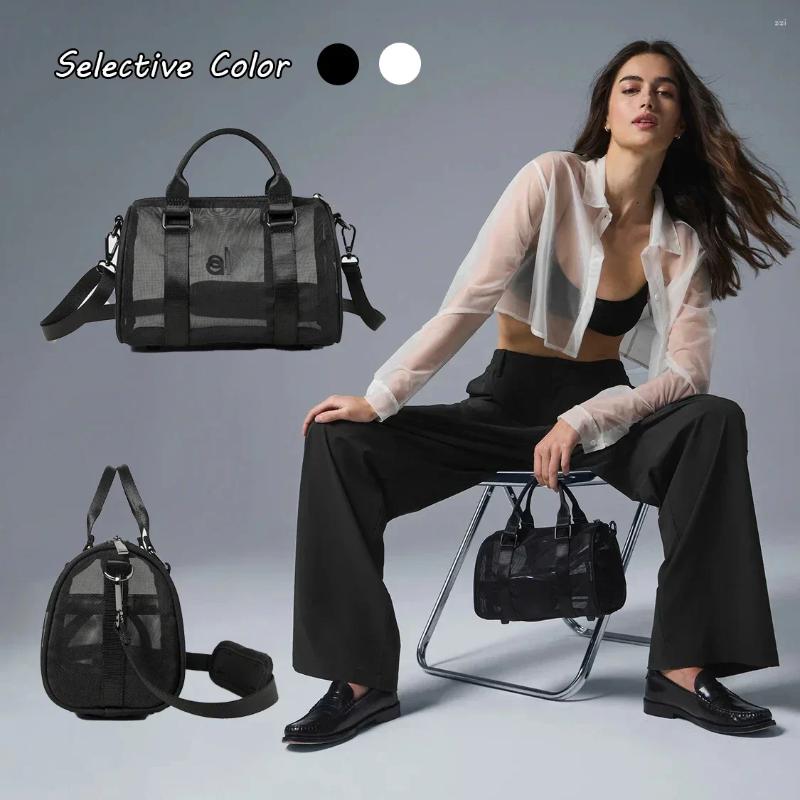 Duffel Bags AL Women's Mini Sheer Duffle Trend Genuine Mesh Surface Shoulder Bag Zipper Handheld Crossbody Small