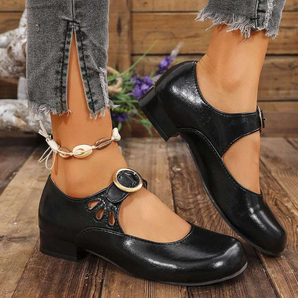 Casual Buckle Strap Mary Jane for Women Spring Summer Comfort Low Heel Pumps Woman Lightweight Soft Sole Dress Shoes