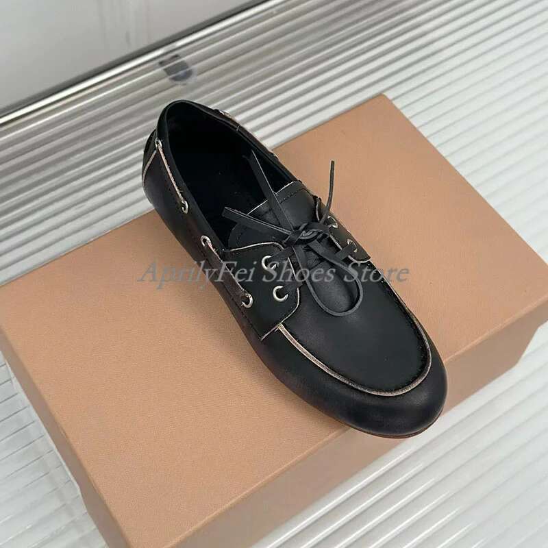 Holiday Walk Shoes Knots Flats Loafers Women Vintage Brown Cow Leather Comfortable Designer Mocasines Socialite Boat Shoe Runway