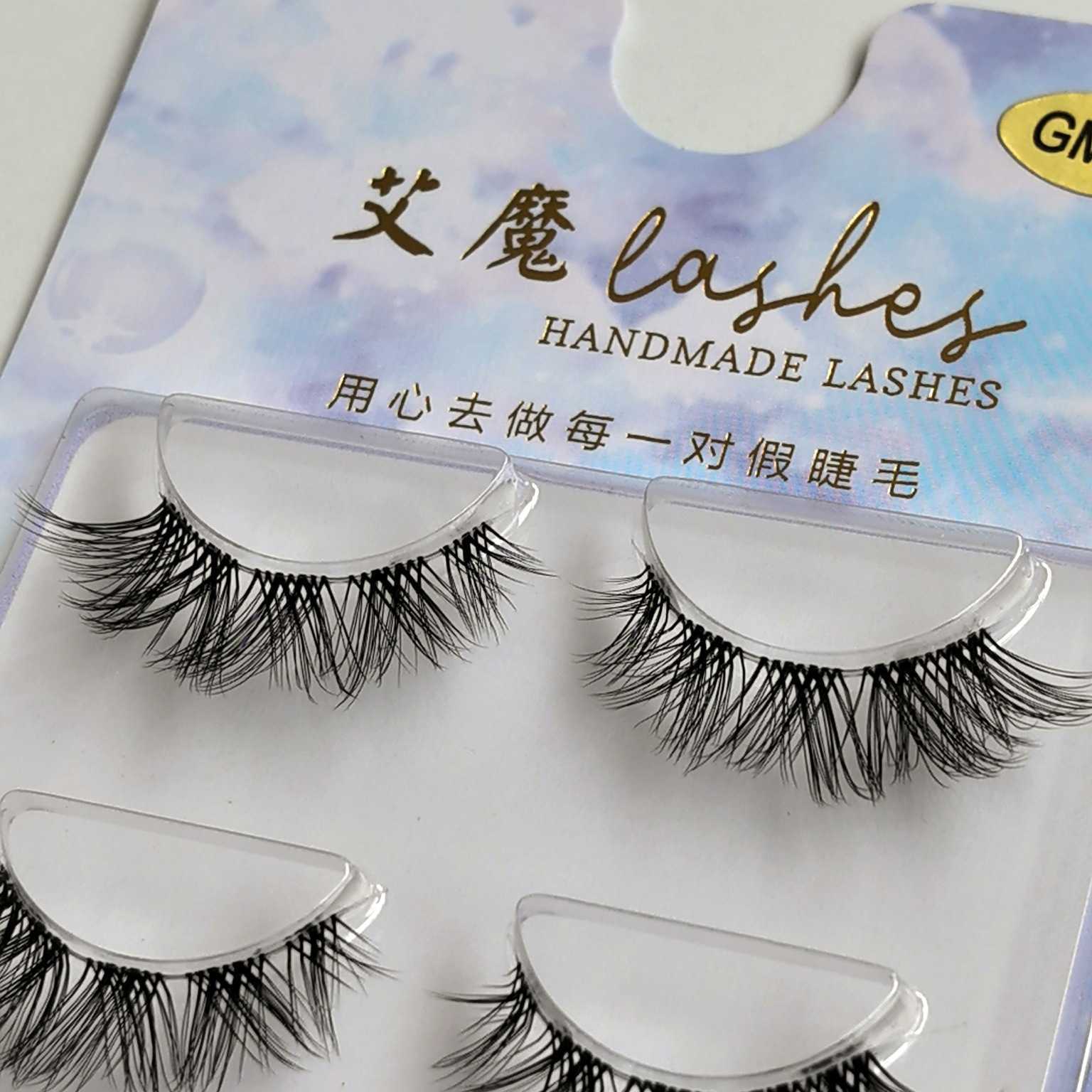 Fox Eye Thick Makeup False Eyelash Atmosphere Stage Eye Tail Elongation Exaggerated and Dazzling Single Cluster Cross GM30 W250324