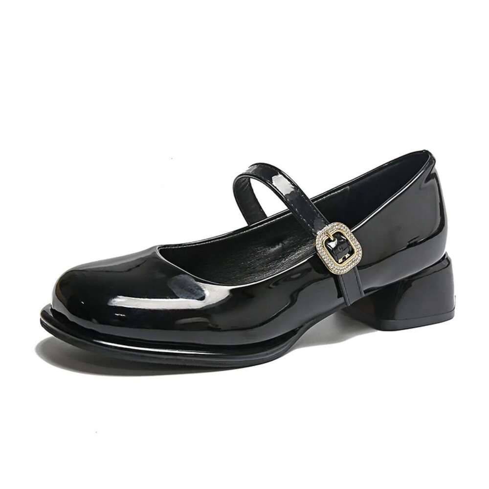 Pumps New Mary Jane Big Size Belt Buckle Small Leather for Women Thick High Heels Shoes