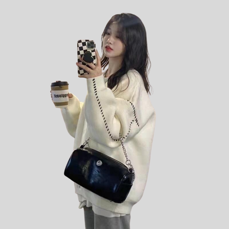 Sweater women wear v-neck knitted sweater in autumn and winter to keep warm, loose and versatile college style chic cardigan, early autumn coat tide