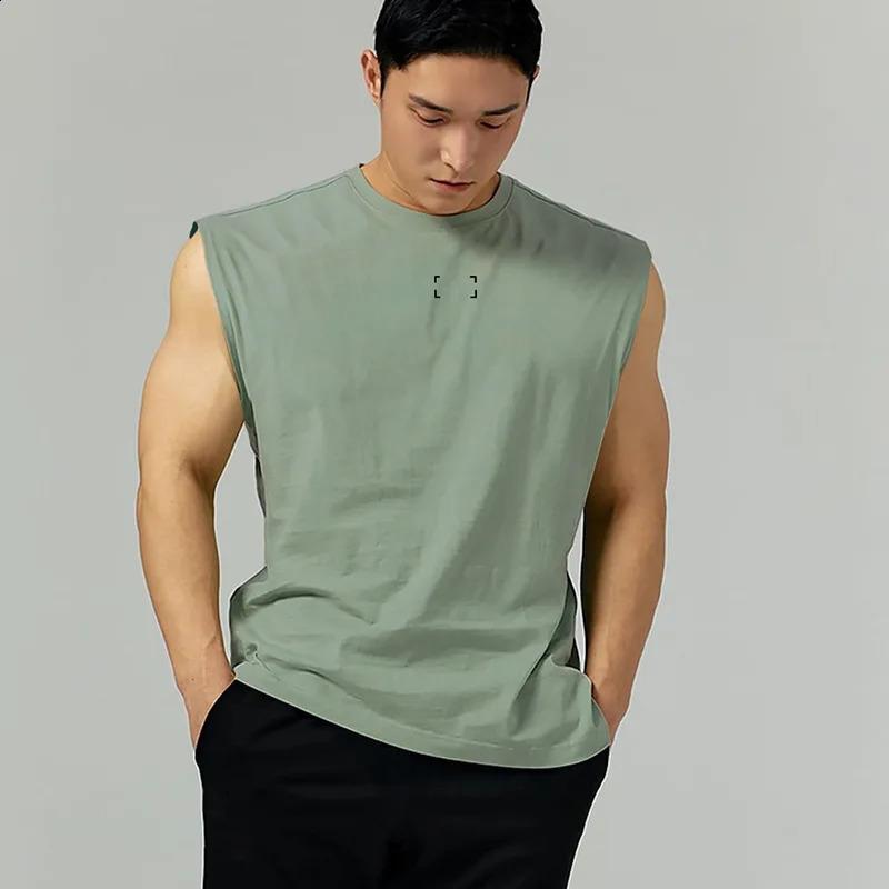 Gym fitness vest mens casual outdoor summer fashion sleeveless shirt muscle vest top-level sportswear 250321