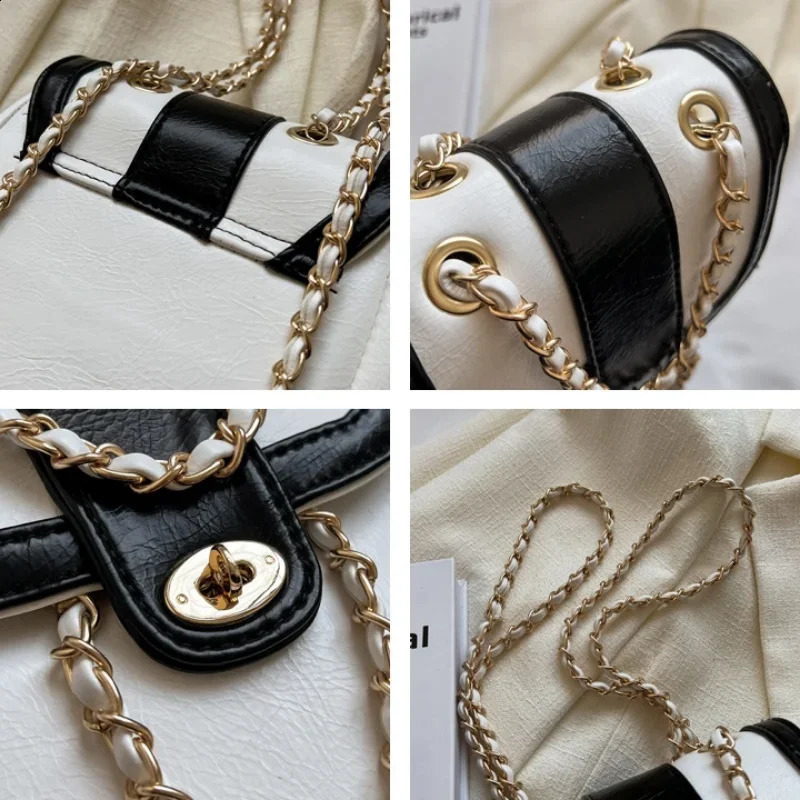 Stylish Chain Strap Small Backpacks For Women Soft PU Leather Backpack Female Fashion Travel Bag School Bag Trendy 250318