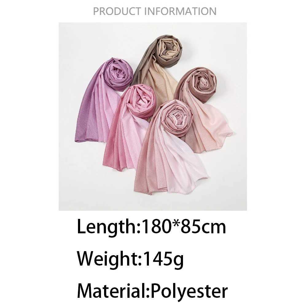 Rimaire Polter Muslim Headscarf for Wan Islamic Jersey Gradient Color Scarf 180 * 85cm Light and Bright Scalp X250324