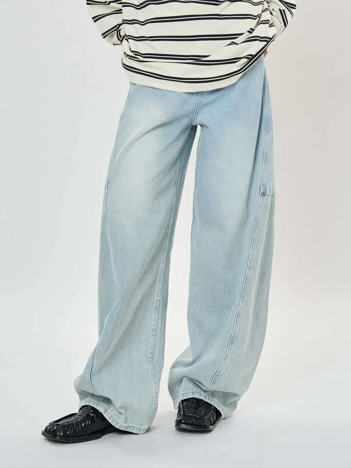 Spring And Autumn Women's Casual Solid Color High Waist Loose Wide Leg Jeans