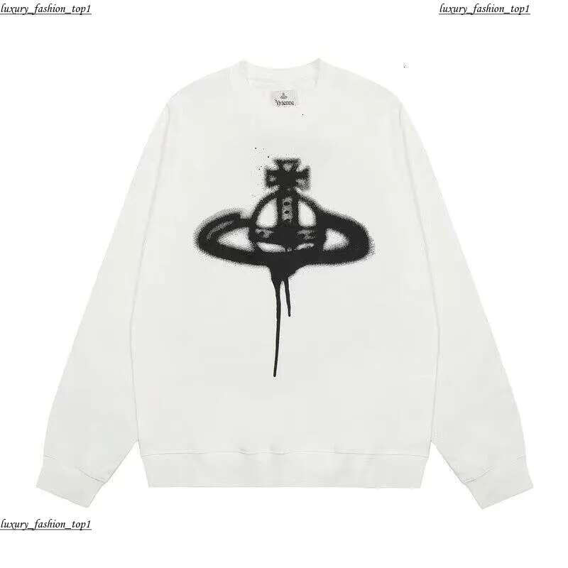 2024 New Fashion Designer Hoodie Classic Inkjet Saturn Round Neck viviennen west wood Hoodie Sports Casual Top For Men And Women Couple vivvienne Sweater Hoodies 3f1