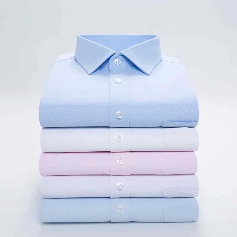 New cotton mens classic long sleeved dress with casual pockets suitable for formal business work offices casual buttons white social shirt X250324