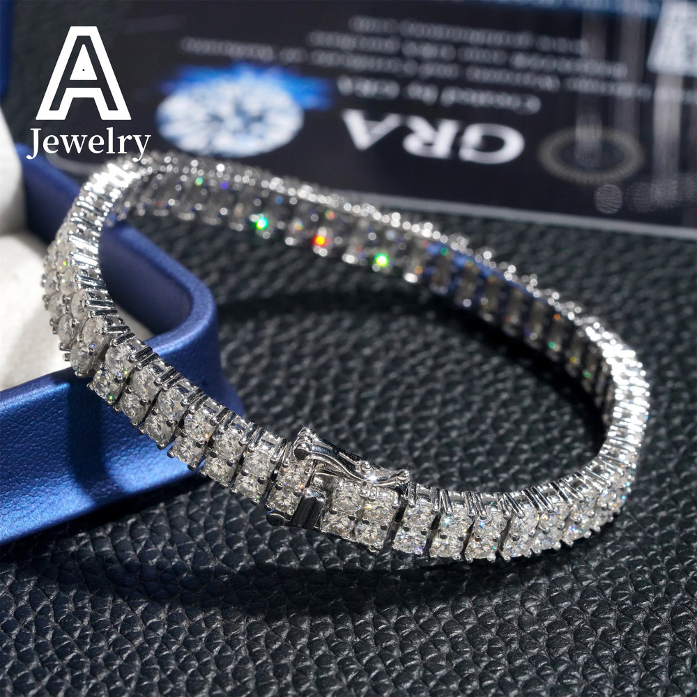 Pass Diamond Tester 925 Silver 3MM Moissanite Double Rows 6MM Width Tennis Chain Bracelet No reviews yet 1