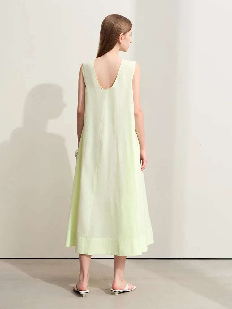 Amii Minimalism Women Long Dress 2024 Summer New O-Neck Sleeveless Irregular Swing Female Loose A-e Elegant Dresses 12452024