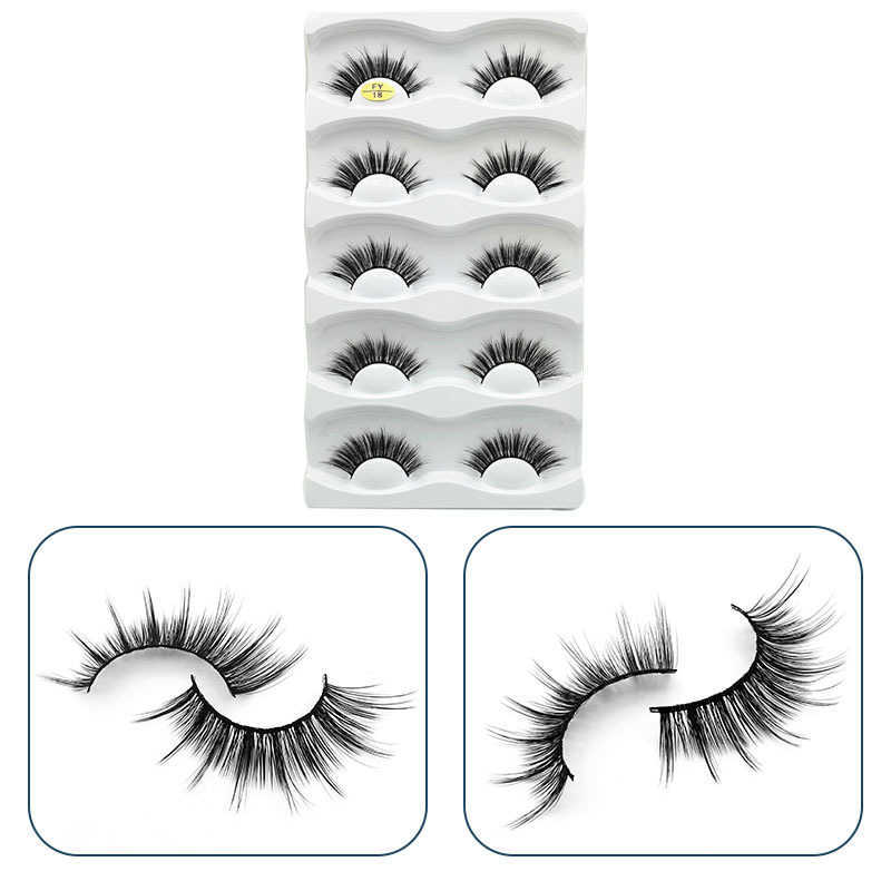 Thick and exaggerated five pairs of fake eyelashes with three-dimensional curling and multi-level little devil cartoon eyelashes W250324
