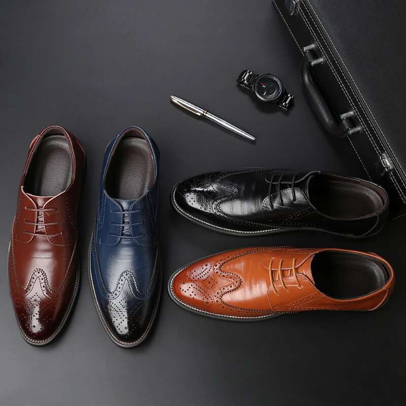 Handmade Oxford designer Brogue Men Leather Fashion Wedding Shoe Business Office Men's Shoes Size 38-48