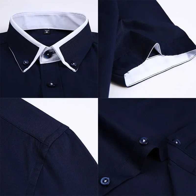 TFETTER Summer Business Shirt Mens Short Sleeve Button Up Top Flip Collar Casual Shirt Mens Clothing Size Up 5XL X250324