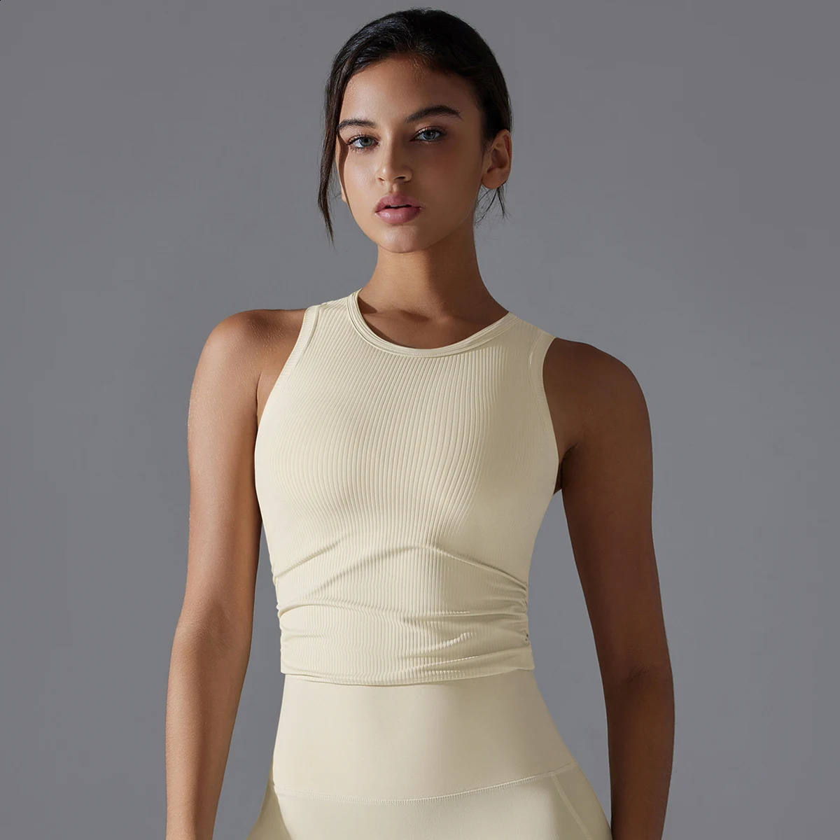 Soft womens yoga bra vest with chest cushion gym sports top vest summer clothing set 250320