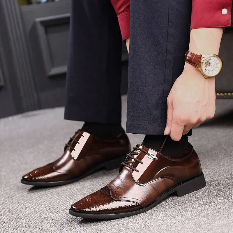 2025 New Oxford for Crocodile Dress High Quality Patent Leather Party Shoe Business Men Casual Shoes