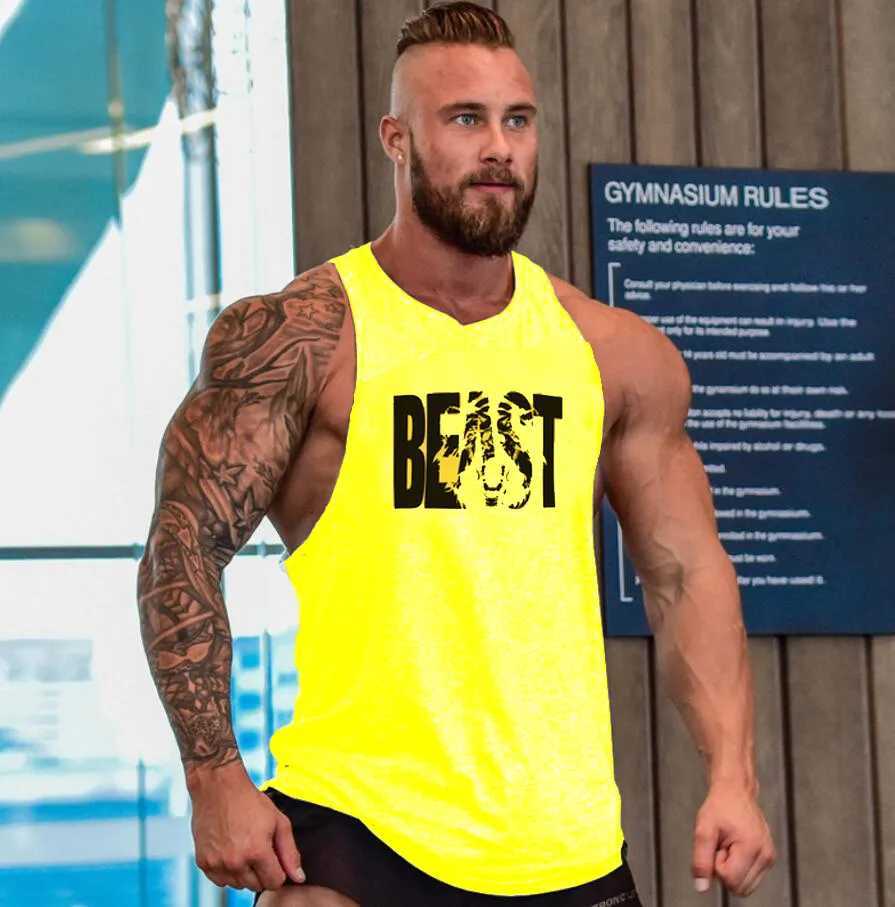 Mens fitness vest sleeveless fitness shirt 2021 mens running vest cotton sports tank top mens clothing X250324
